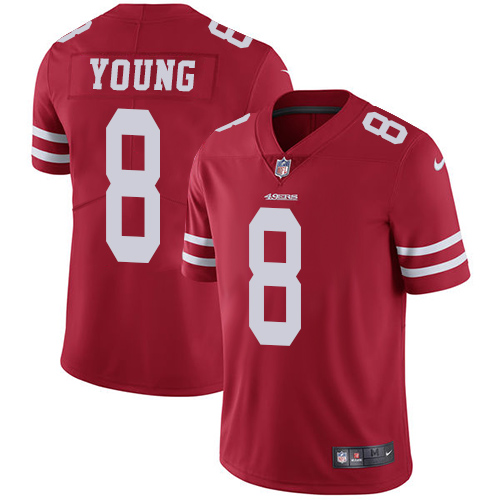 Nike 49ers #8 Steve Young Red Team Color Youth Stitched NFL Vapor Untouchable Limited Jersey